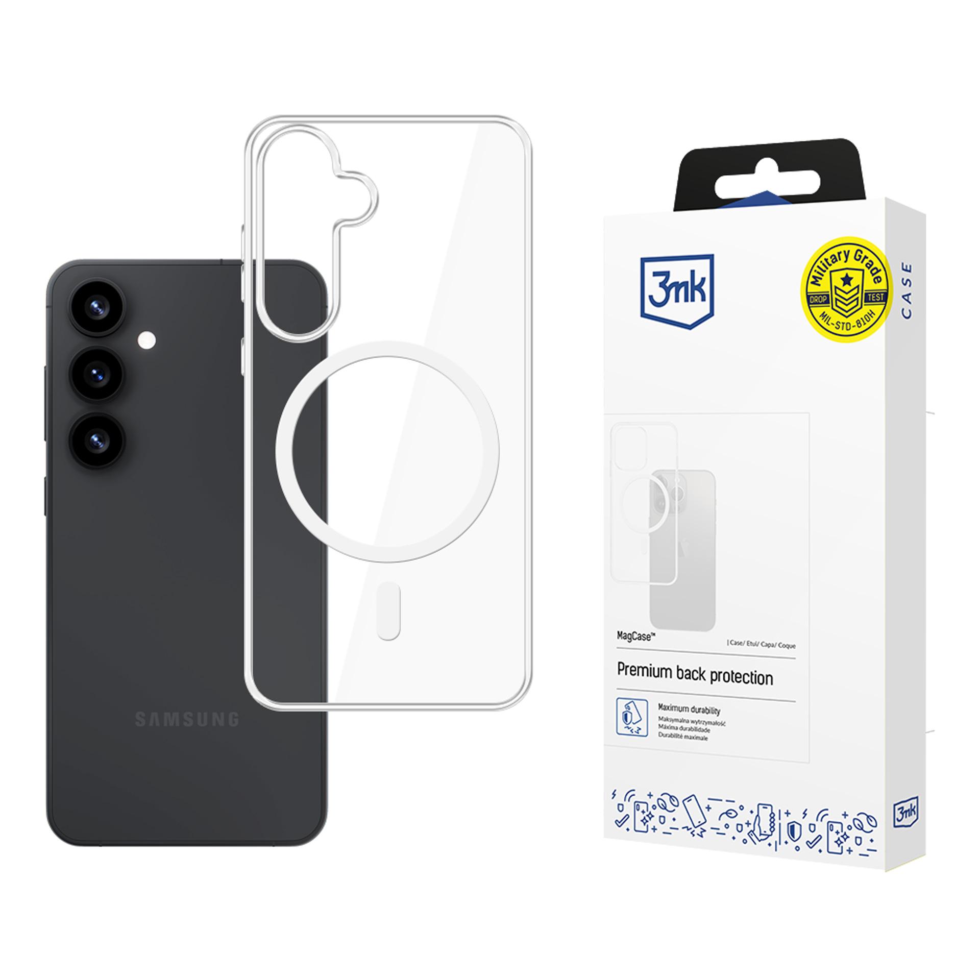 3mk MagCase Suojakuori Samsung Galaxy S25+:lle läpinäkyvä