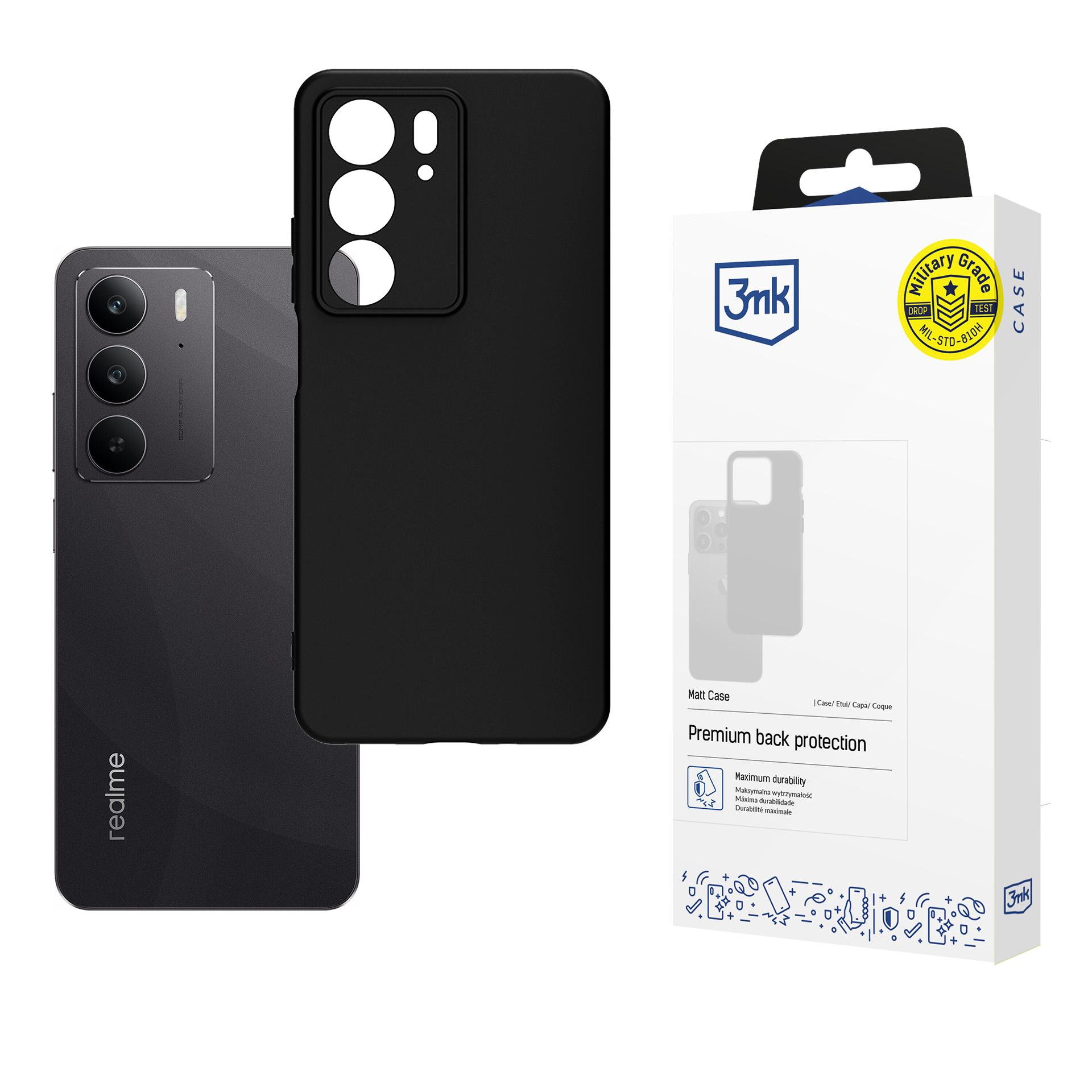 3mk Matt Suojakuori Realme C75:lle - musta