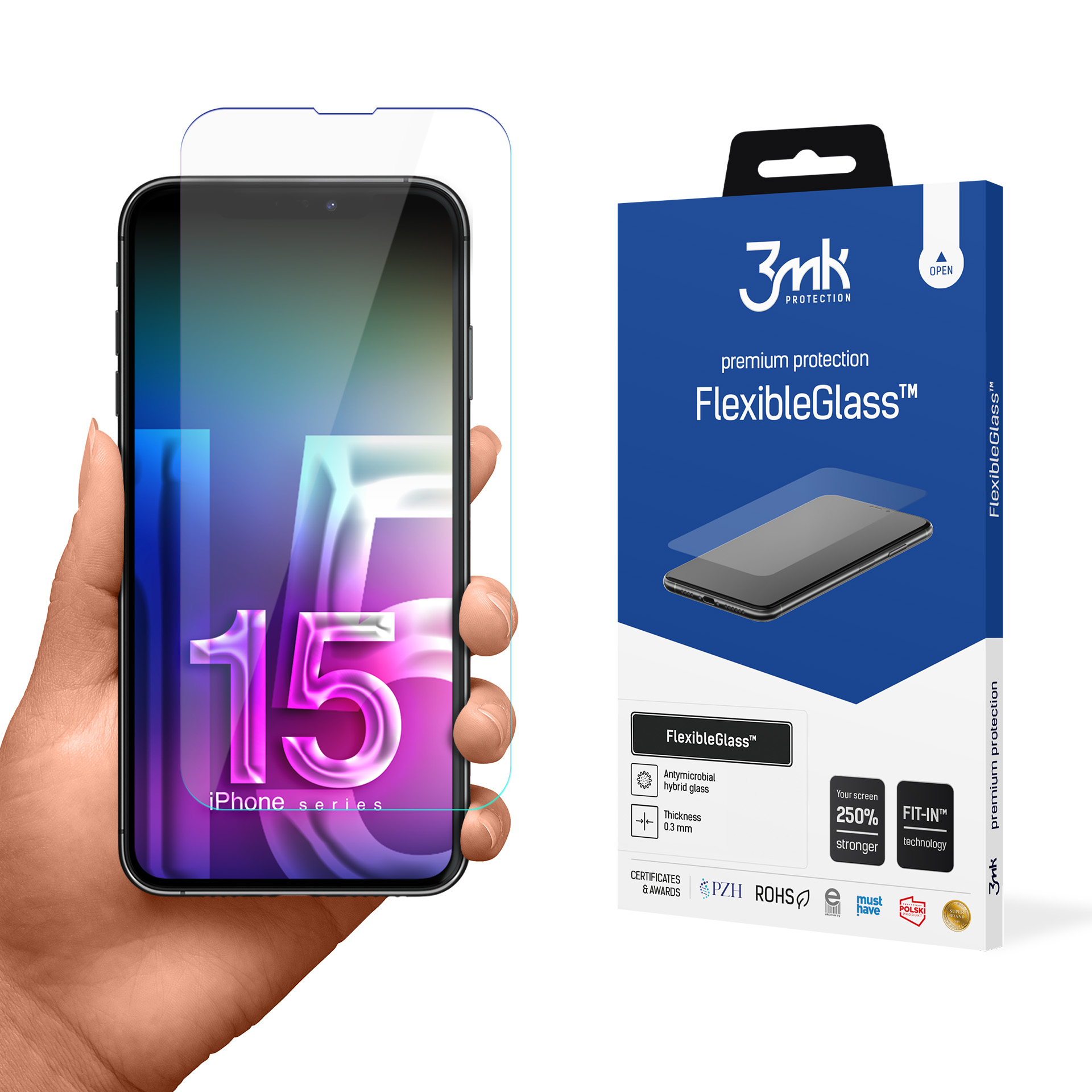 3mk FlexibleGlass - Hybridilasi iPhone 15:lle