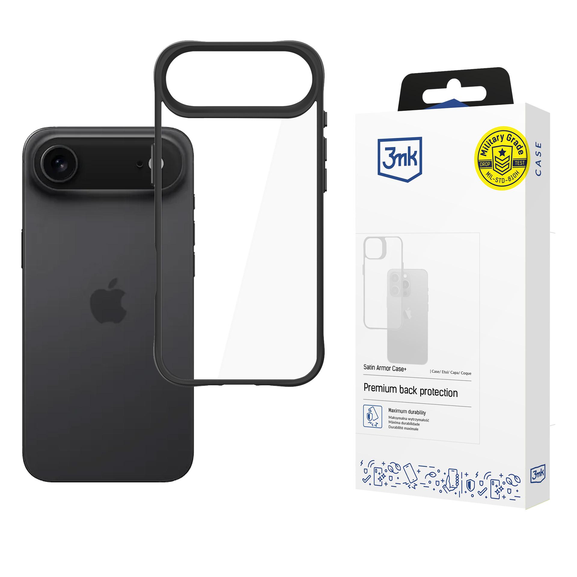 3mk Satin Armor Case+ iPhone 17 Air:lle - läpinäkyvä musta