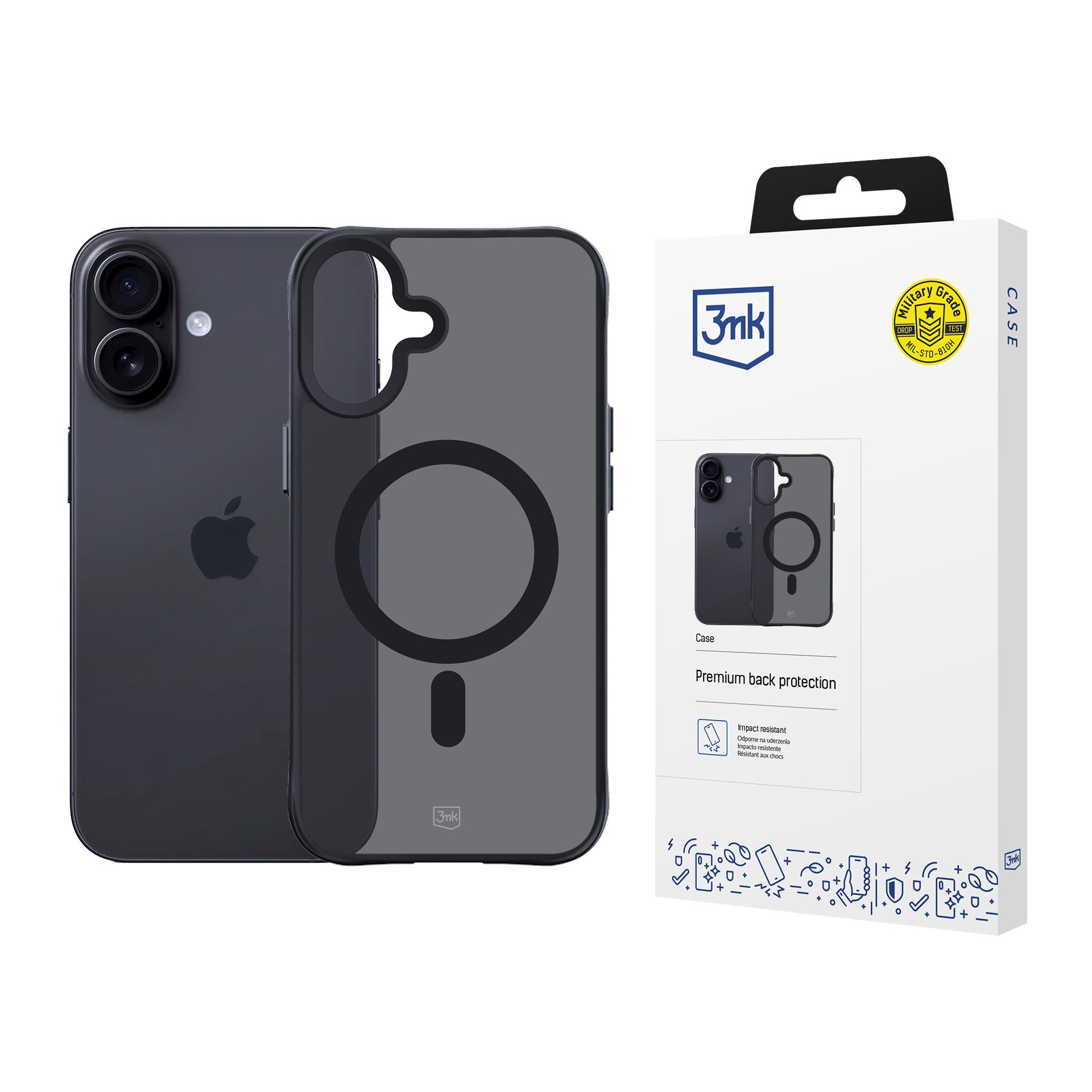 3mk Smoke MagCase iPhone 17:lle - musta puoliläpinäkyvä
