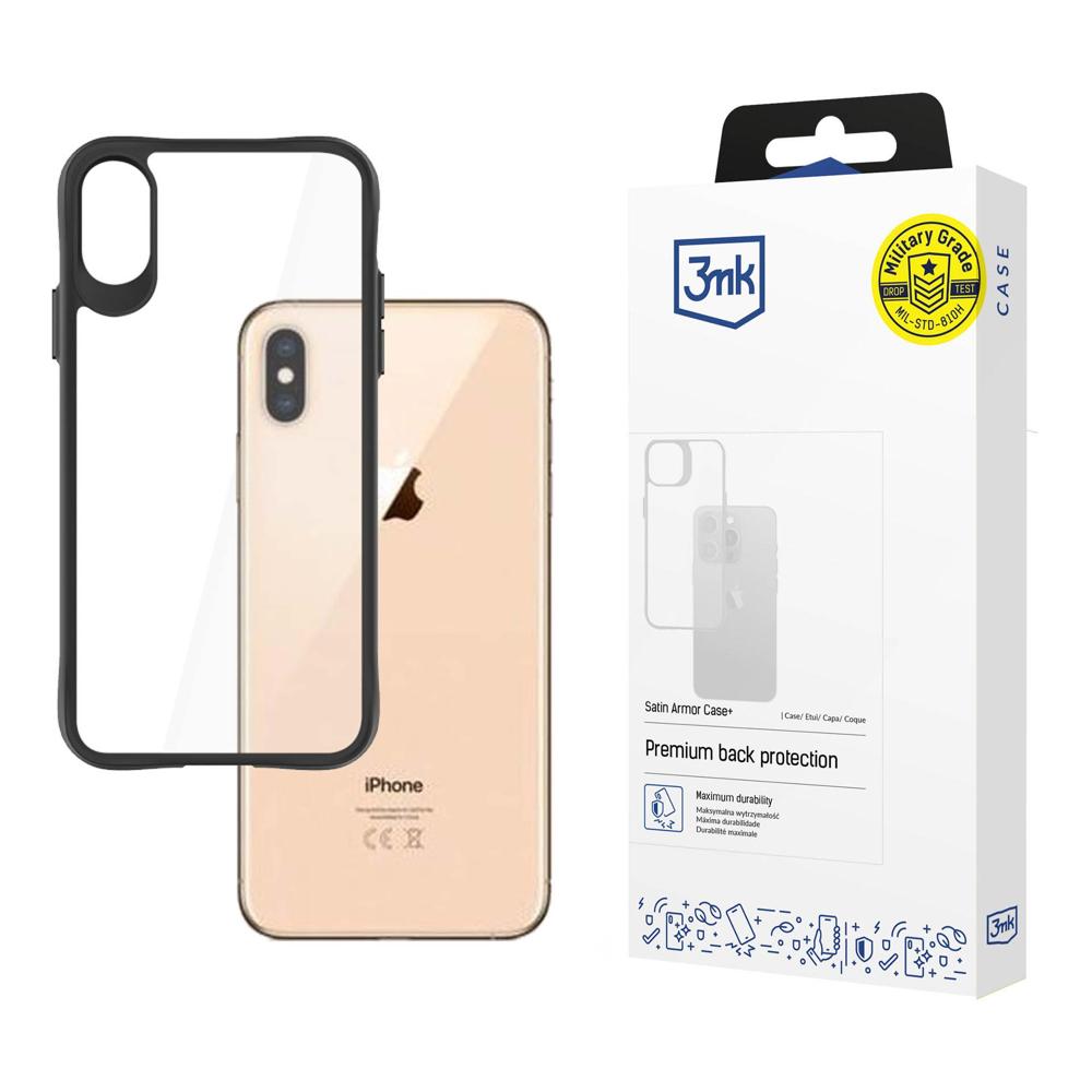 3mk Satin Armor Case+ iPhone Xs Max:lle - läpinäkyvä musta