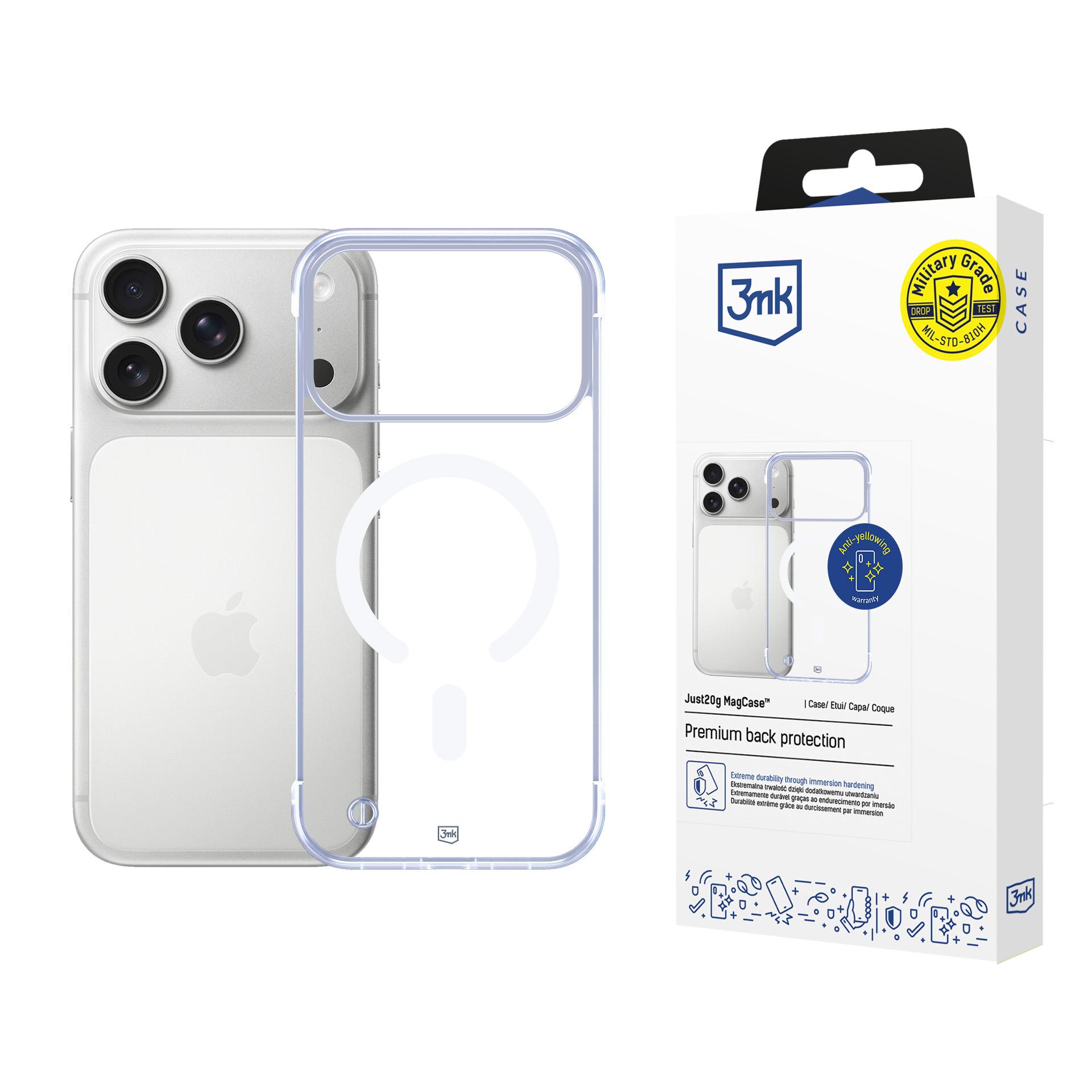 3mk Just20g MagCase iPhone 17 Pro Max:lle - Läpinäkyvä
