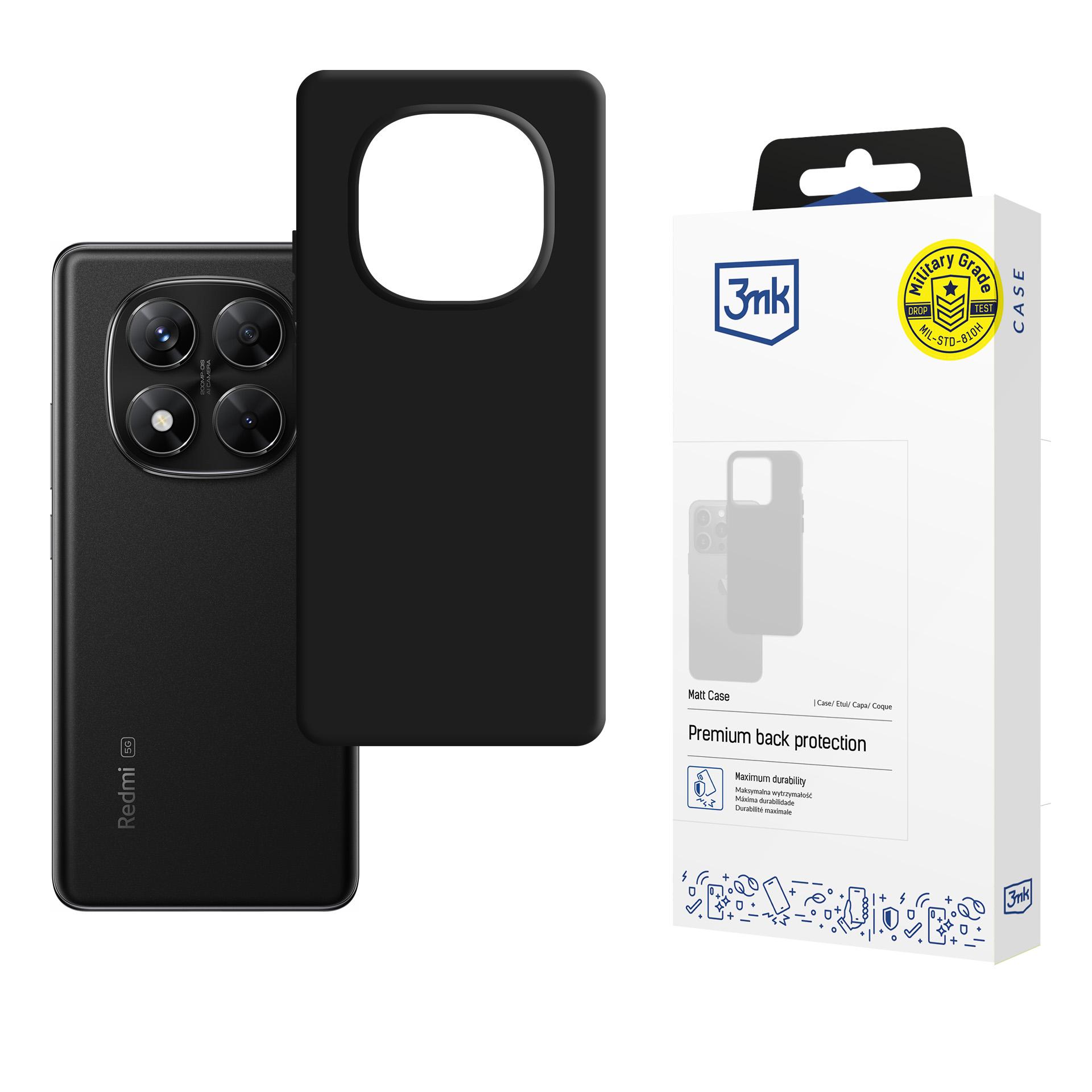 3mk Matt Case Pro Xiaomi Redmi Note 14 PRO 5G / POCO X7 5G:lle - Matta musta
