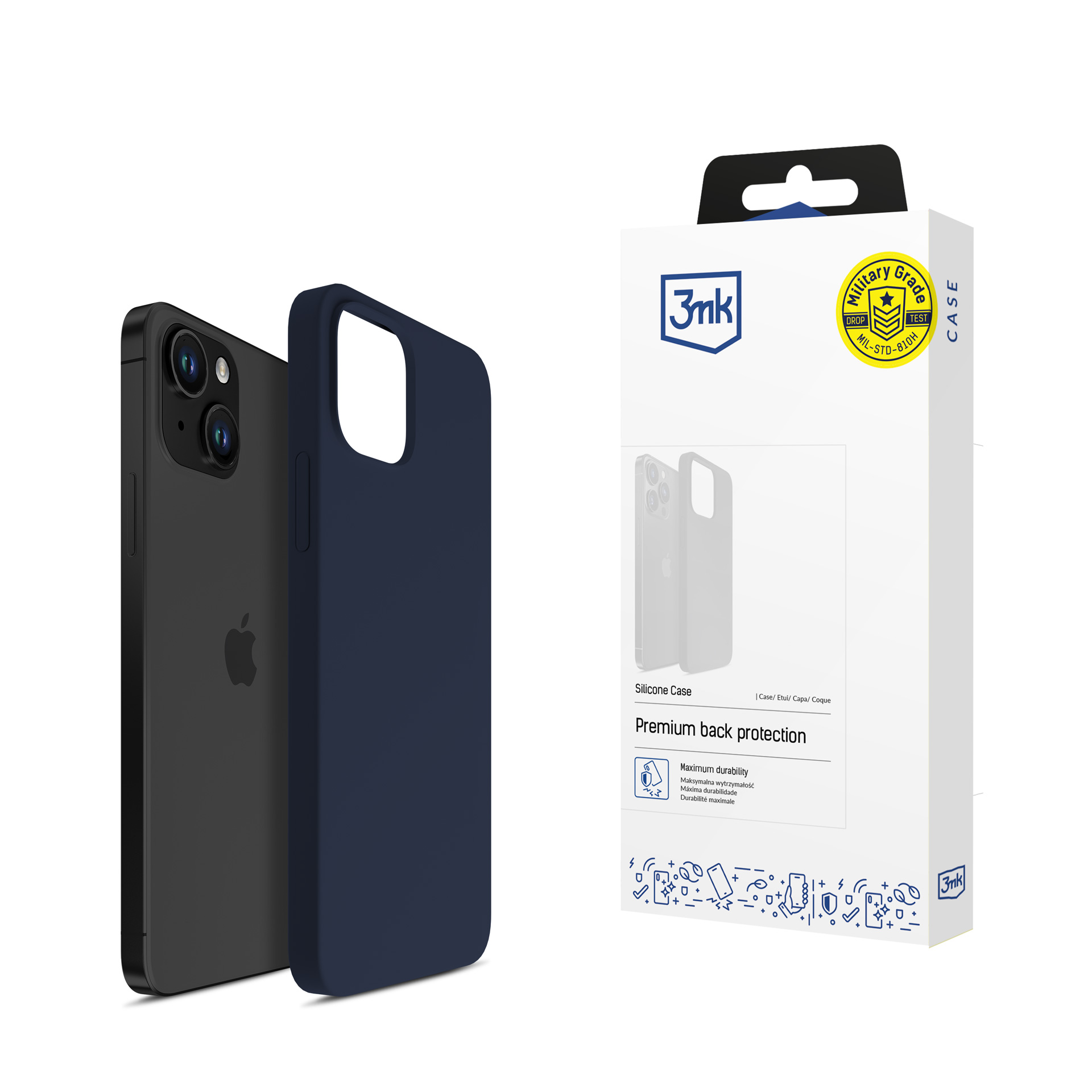 3mk Silikoninen Suojakuori iPhone 15:lle - Laivastonsininen