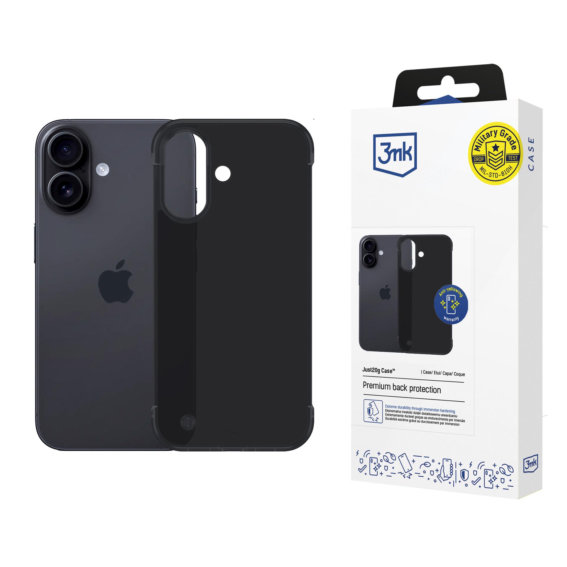 3mk Just20g Matt Case Suojakuori Apple iPhone 16 Plus:lle - mattamusta