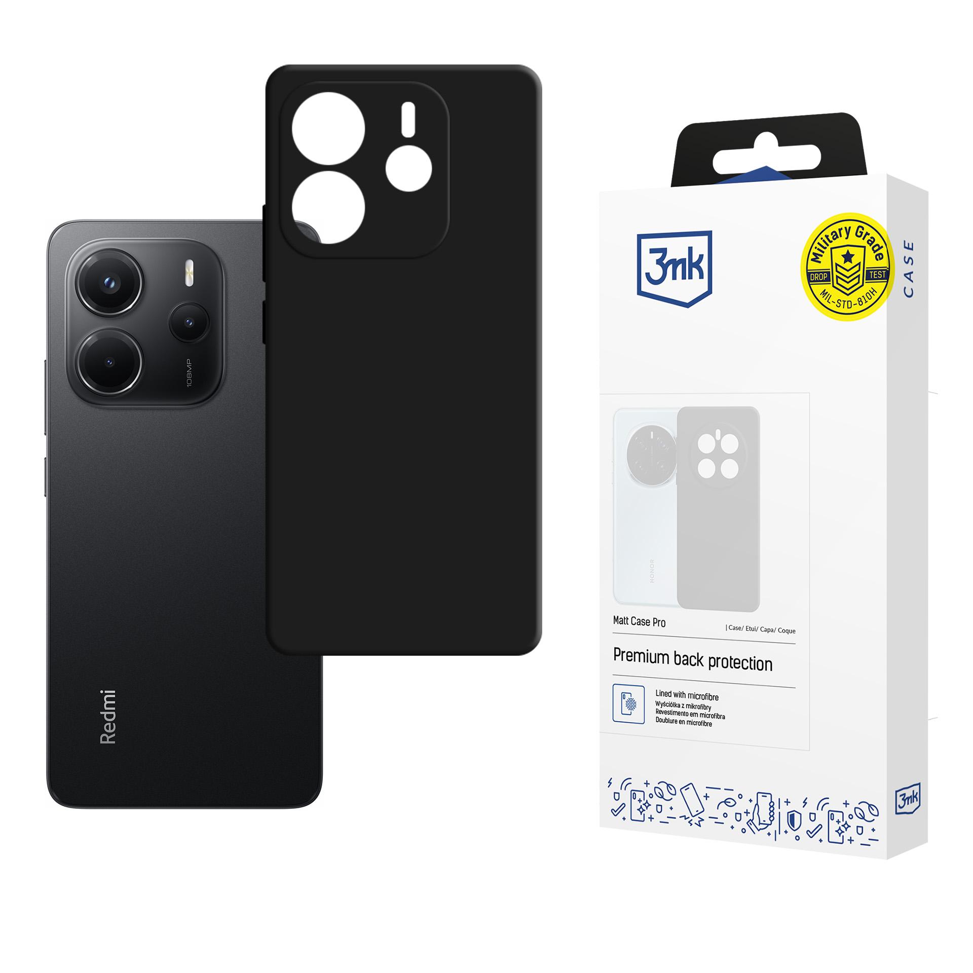 3mk Matt Case Pro Suojakuori Xiaomi Redmi Note 14 4G:lle - mattamusta