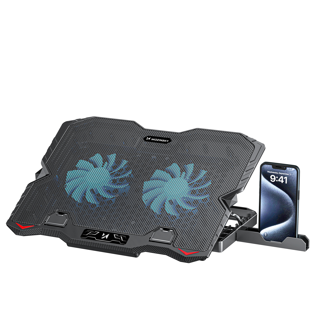 Wozinsky WDCX-015 StormPad RGB gaming jäähdytys kannettavan tietokoneen jalusta musta