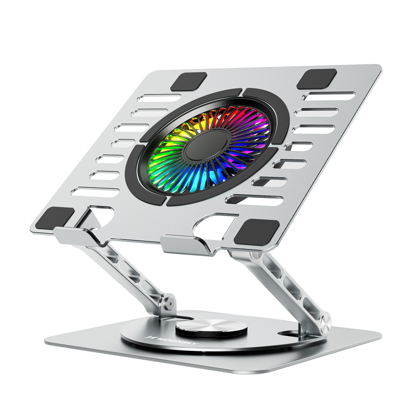 Wozinsky WDCX-X16-AS CoolBase RGB 360° Jäähdytysteline Kannettavalle Tietokoneelle ja Tabletille - Hopea