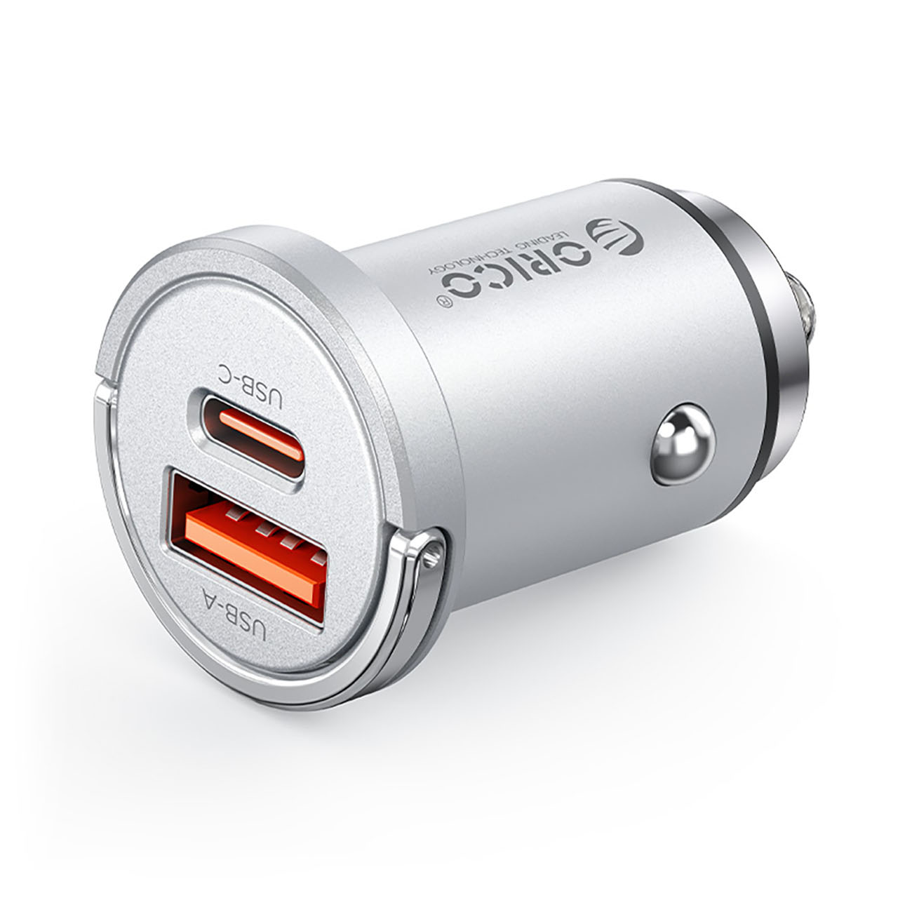Orico MiniRing Pro 45W USB-A + USB-C autolaturi - hopeinen