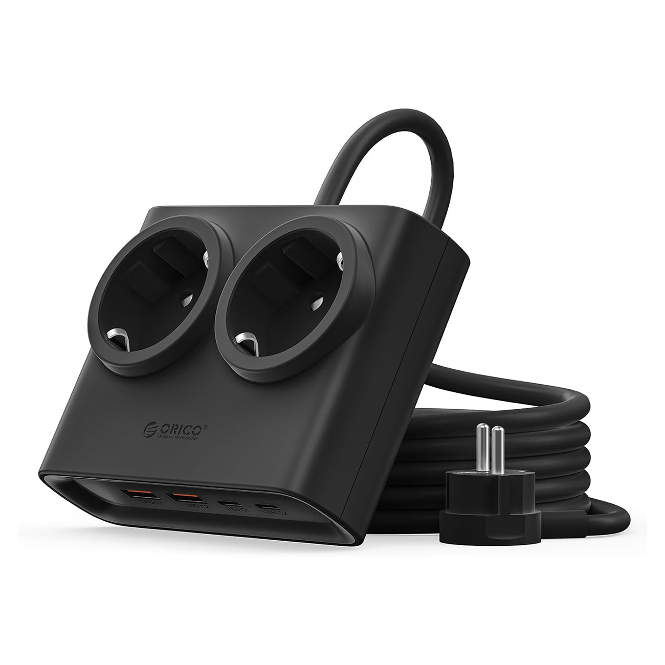 Orico PDC25 25W 6in1 jatkojohto 2x AC + 2x USB-A + 2x USB-C - musta