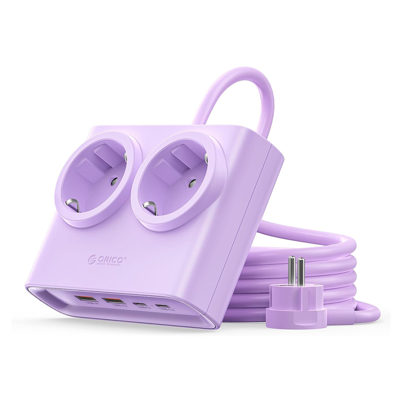 Orico PDC25 25W 6in1 jatkojohto 2x AC + 2x USB-A + 2x USB-C - violetti