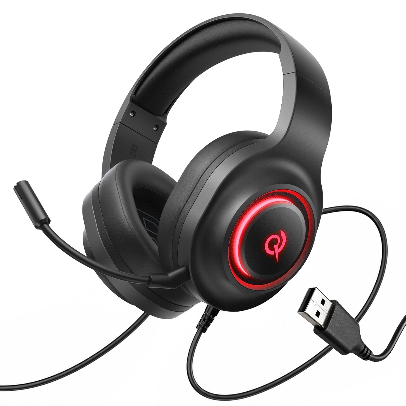 QCY V200 Pro Langalliset Gaming-Kuulokkeet 7.1 Äänellä ja Irrotettavalla Mikrofonilla - Musta