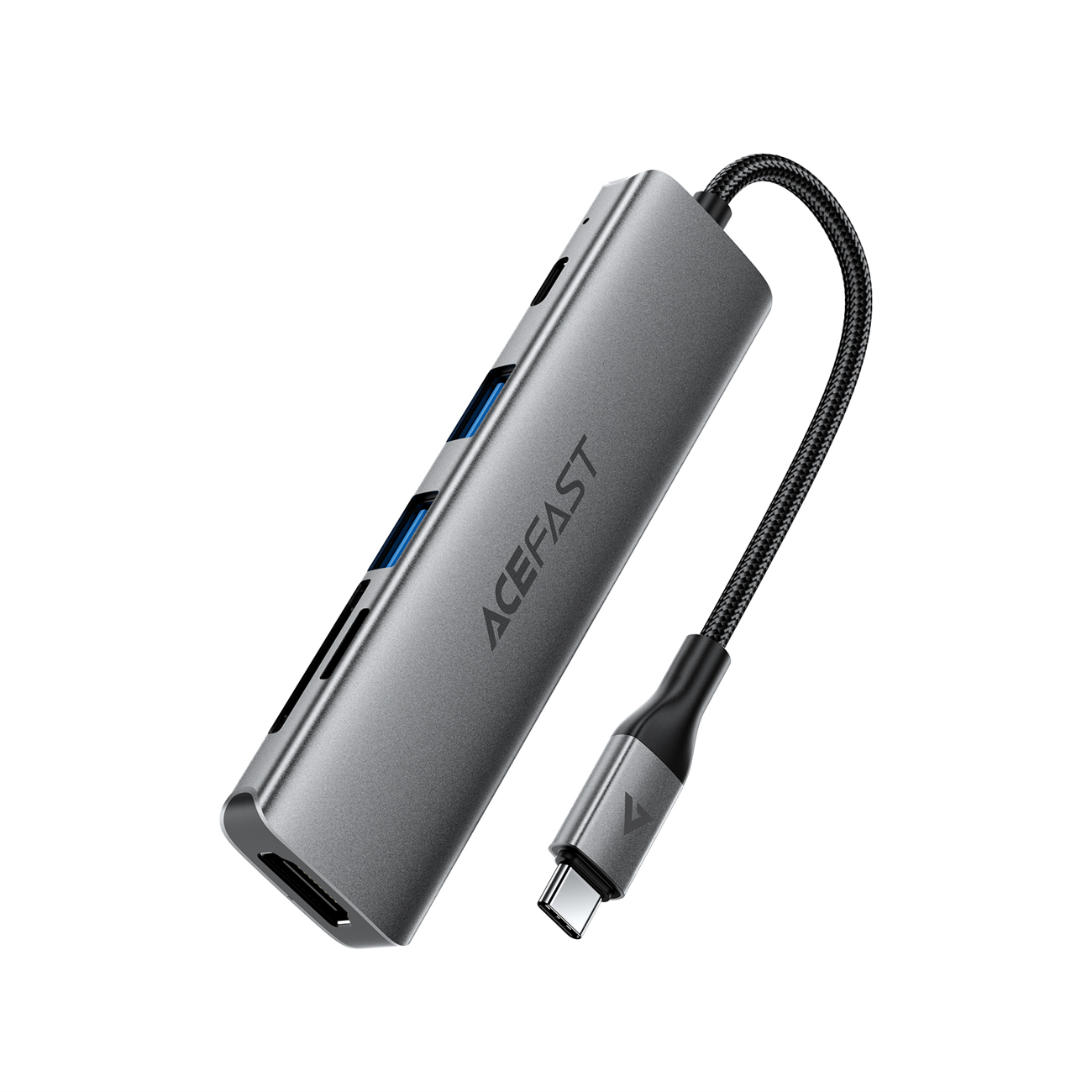 Acefast J18 USB-keskitin USB-C 6-in-1 HDMI 4K 60Hz PD90W telakka-asema - harmaa
