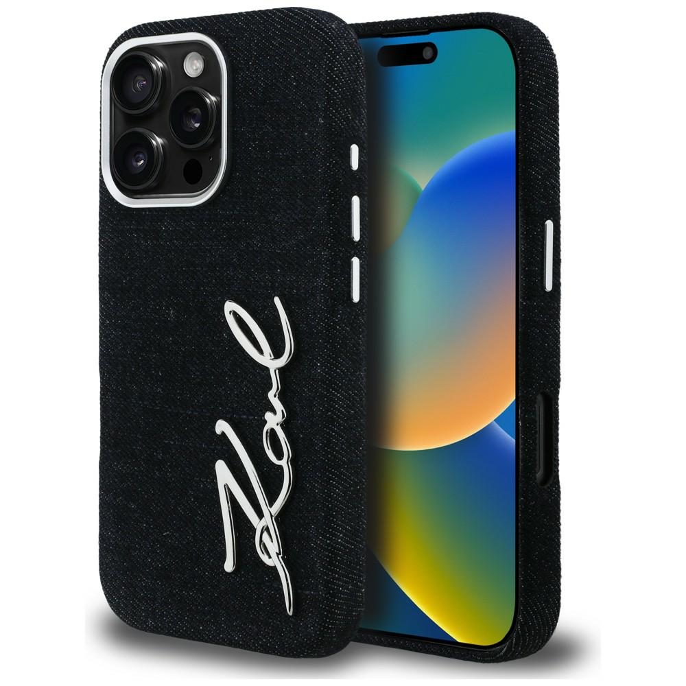 Karl Lagerfeld FW Jeans Signature Logo Suojakuori iPhone 16 Pro Max - musta