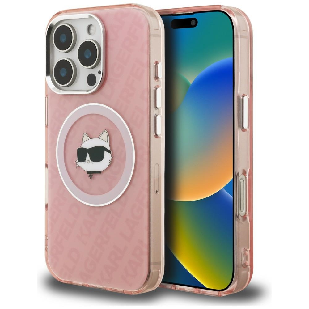 Karl Lagerfeld IML Choupette Head Logo MagSafe Suojakuori iPhone 16 Pro - vaaleanpunainen