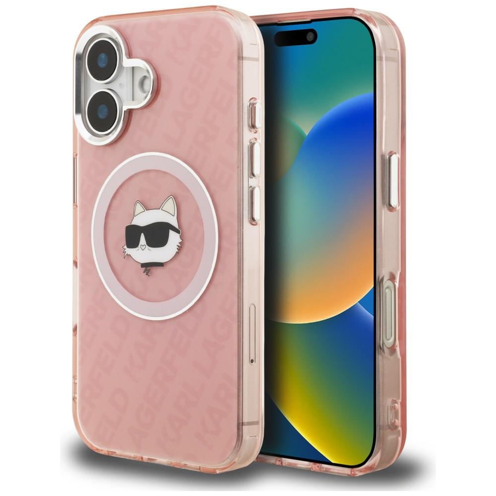 Karl Lagerfeld IML Choupette Head Logo MagSafe Suojakuori iPhone 16 - vaaleanpunainen