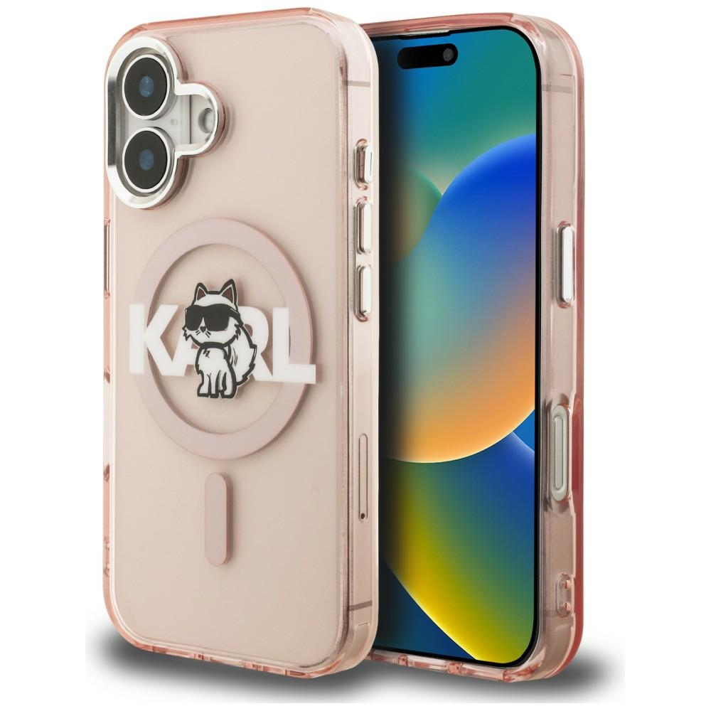 Karl Lagerfeld IML Choupette Sketch Logo MagSafe Suojakuori iPhone 16 - vaaleanpunainen