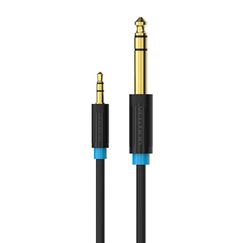 Äänikaapeli TRS 3,5 mm – 6,35 mm, Vention BABBG, 1,5 m, musta