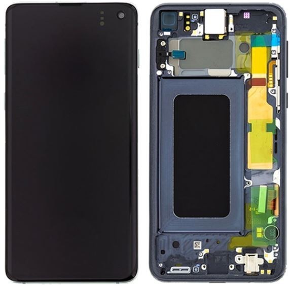 Samsung G970F S10e -LCD-näyttö, kosketusnäytöllä ja mustalla kehyksellä, alkuperäinen (käytetty, luokka B)