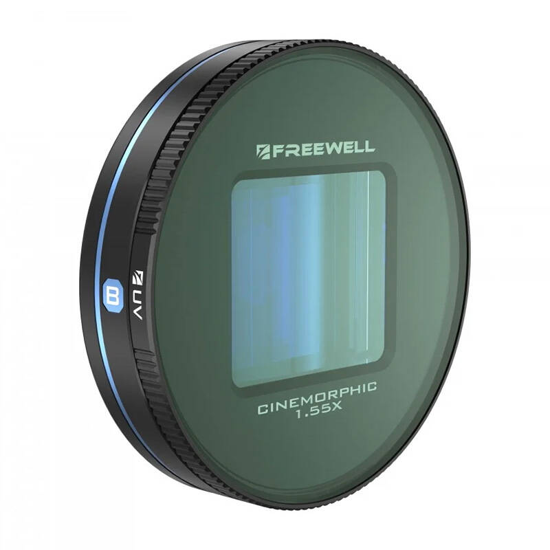 Sininen anamorfinen linssi 1.55x Freewell Galaxy ja Sherp