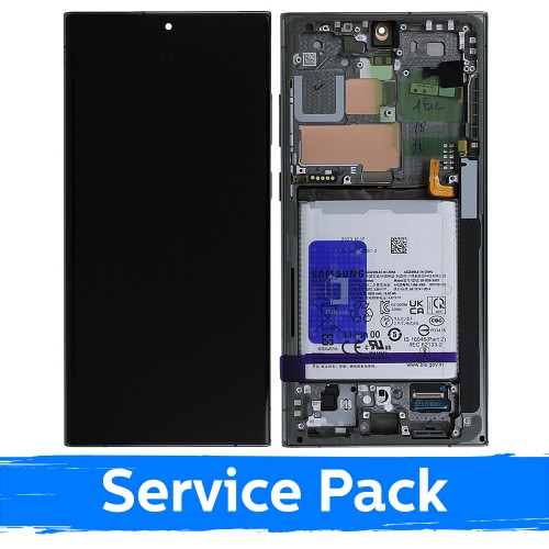 LCD-näyttö yhteensopiva Samsung S918 S23 Ultra kehyksellä / vihreä / (Service Pack) +AKKU MUKANA