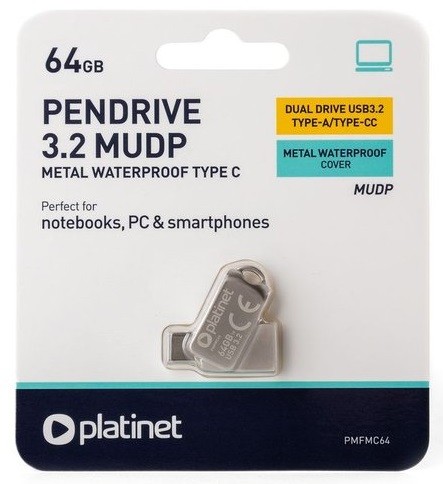 USB-muistitikku Platinet Metal UDP 64GB USB 3.2 + Type-C