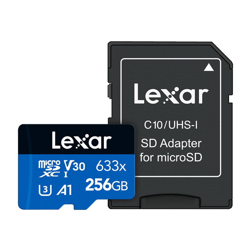 Lexar High-Performance 633x microSDXC 256 GB -muistikortti + SD-sovitin