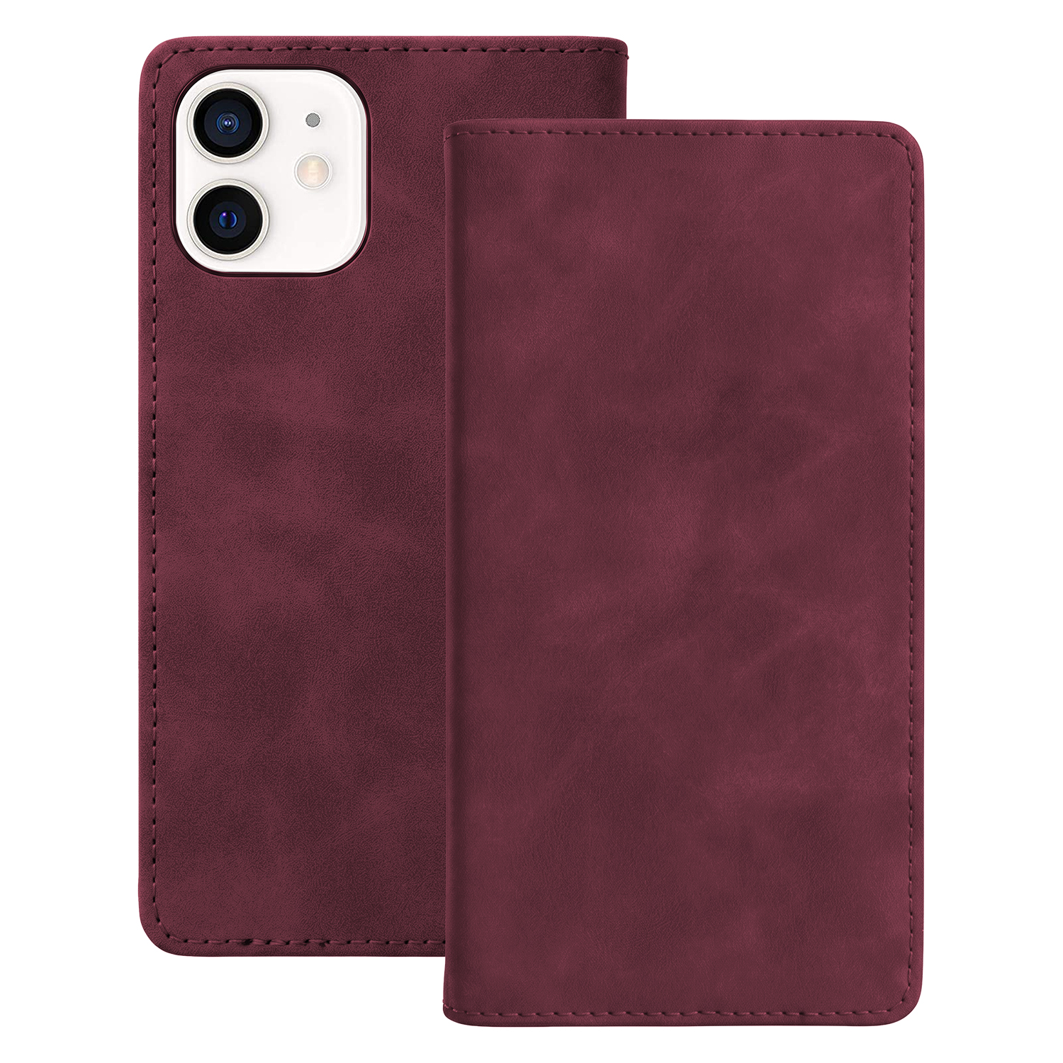 Smart Suede -kuori mallille iPhone 12 / 12 Pro, viininpunainen