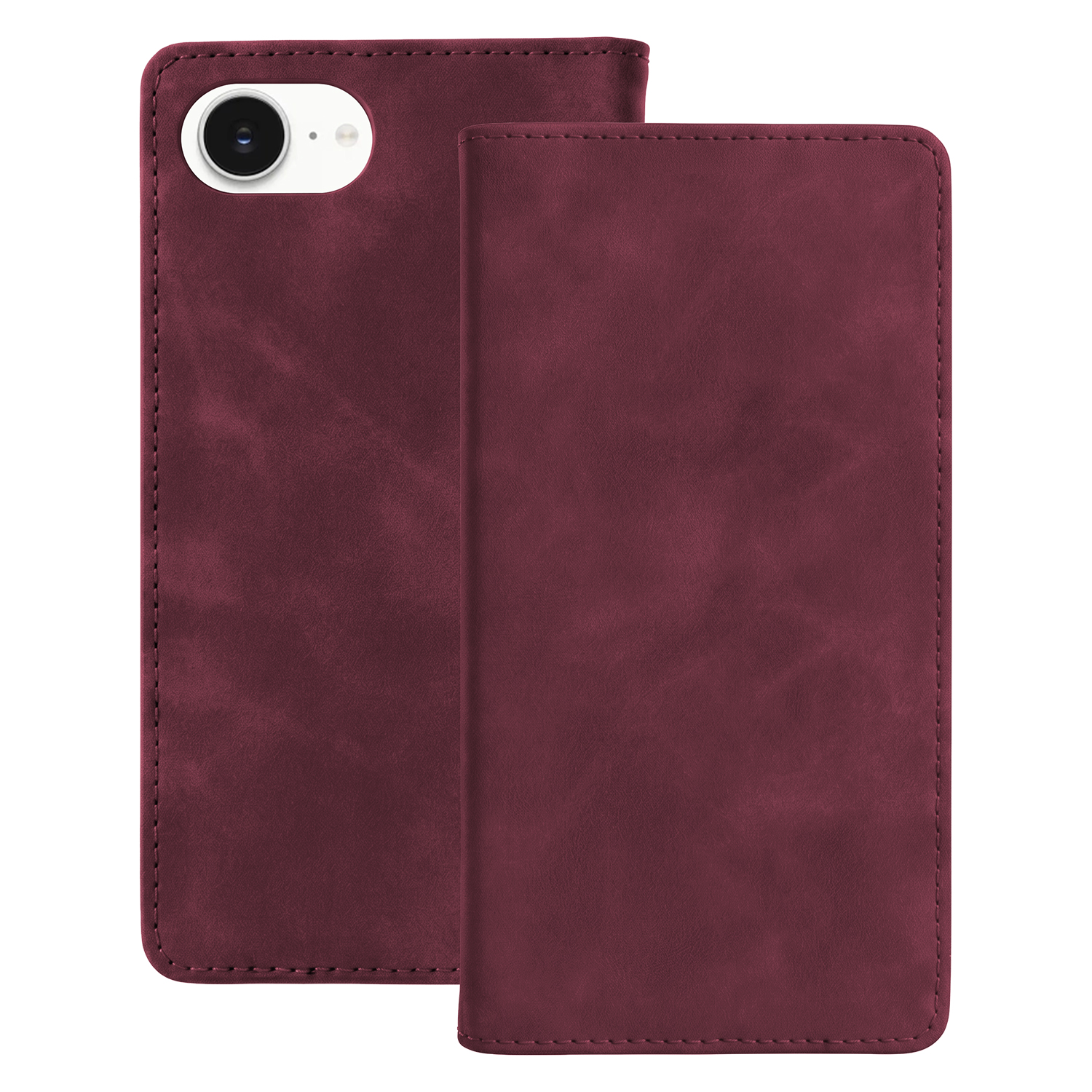 Smart Suede -kuori mallille iPhone 16e / 17e, viininpunainen