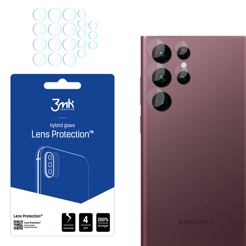 3mk Lens Protection™ hybridi kameran lasi Samsung Galaxy S22 Ultra 5G:lle