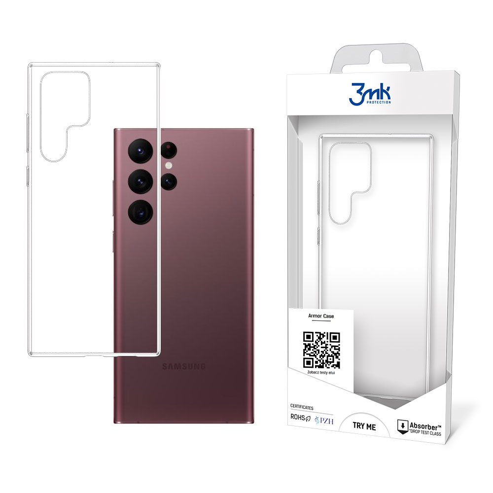 3mk Armor Kotelo Samsung Galaxy S22 Ultra 5G - läpinäkyvä - läpinäkyvä