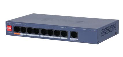 Kytkin Dahua CS4009-8ET1GT-60 Hallittava L2 9xRJ-45-porttia Gigabit Ethernet (10/100/1000) 8xFast Ethernet -porttia 1xGigabit Ethernet -portti PoE