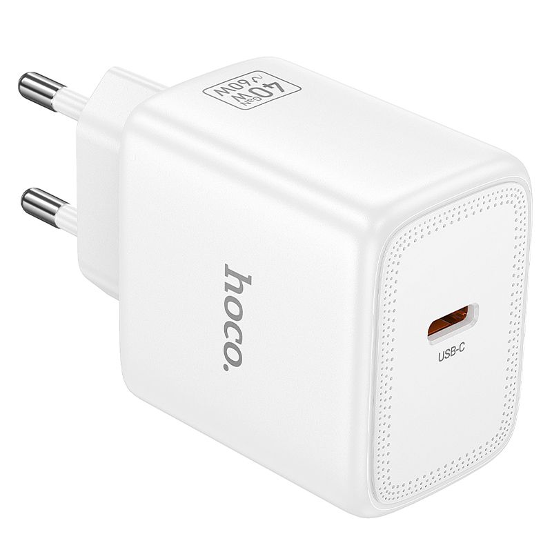 Puhelimen GaN-laturi Hoco USB C PD AVS 40W max 60W N83 valkoinen