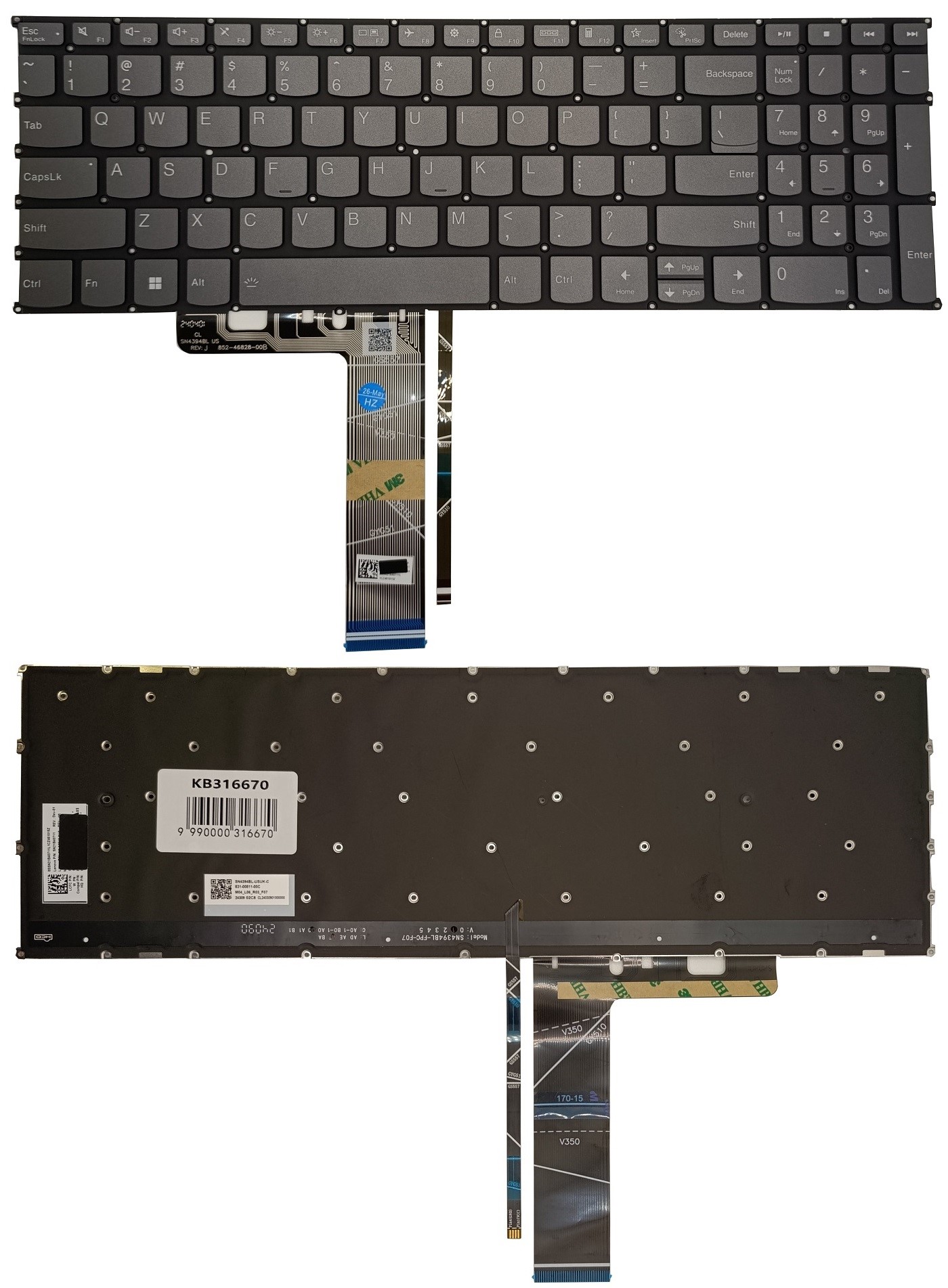 LENOVO IdeaPad Slim 3 15IAH8 -näppäimistö, taustavalaistu, Yhdysvaltain näppäimistö