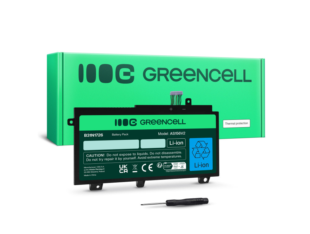 Green Cell -akku B31N1726 AS156V2 Asus TUF Gaming FX504 FX504G FX505 FX505D FX505G A15 FA506 A17 FA706 -malleihin, 3100mAh, 11.4 V