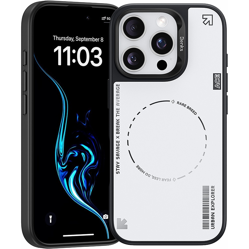 Benks Dynamic Minimalist suojakuori iPhone 16 Pro Max:lle valkoinen