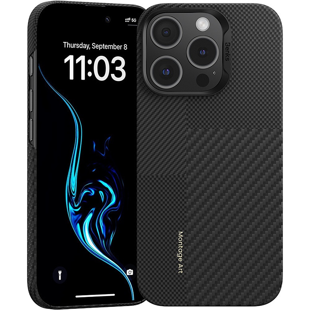 Benks Montage Magnetic Armor Air Kevlar Case PC Frame 600D+1500D (MB65) for Iphone 16 Pro black