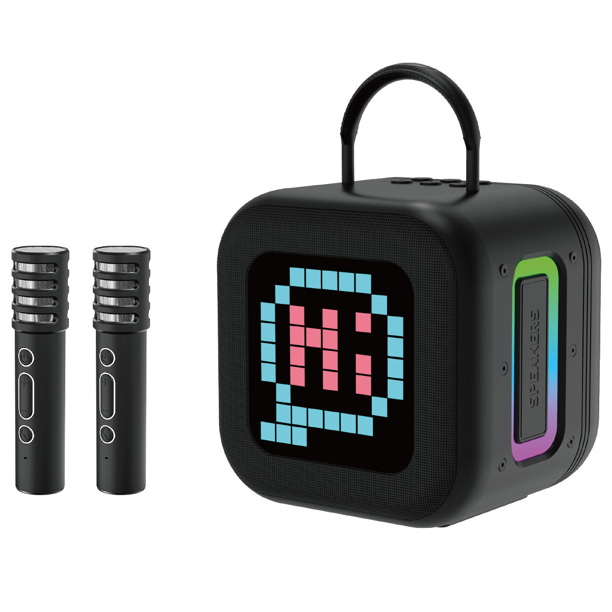 Blavec kannettava Bluetooth-kaiutin WS-09 Karaoke Fun - 10W 2 mikrofonilla ja näytöllä (WS09-2MB) musta