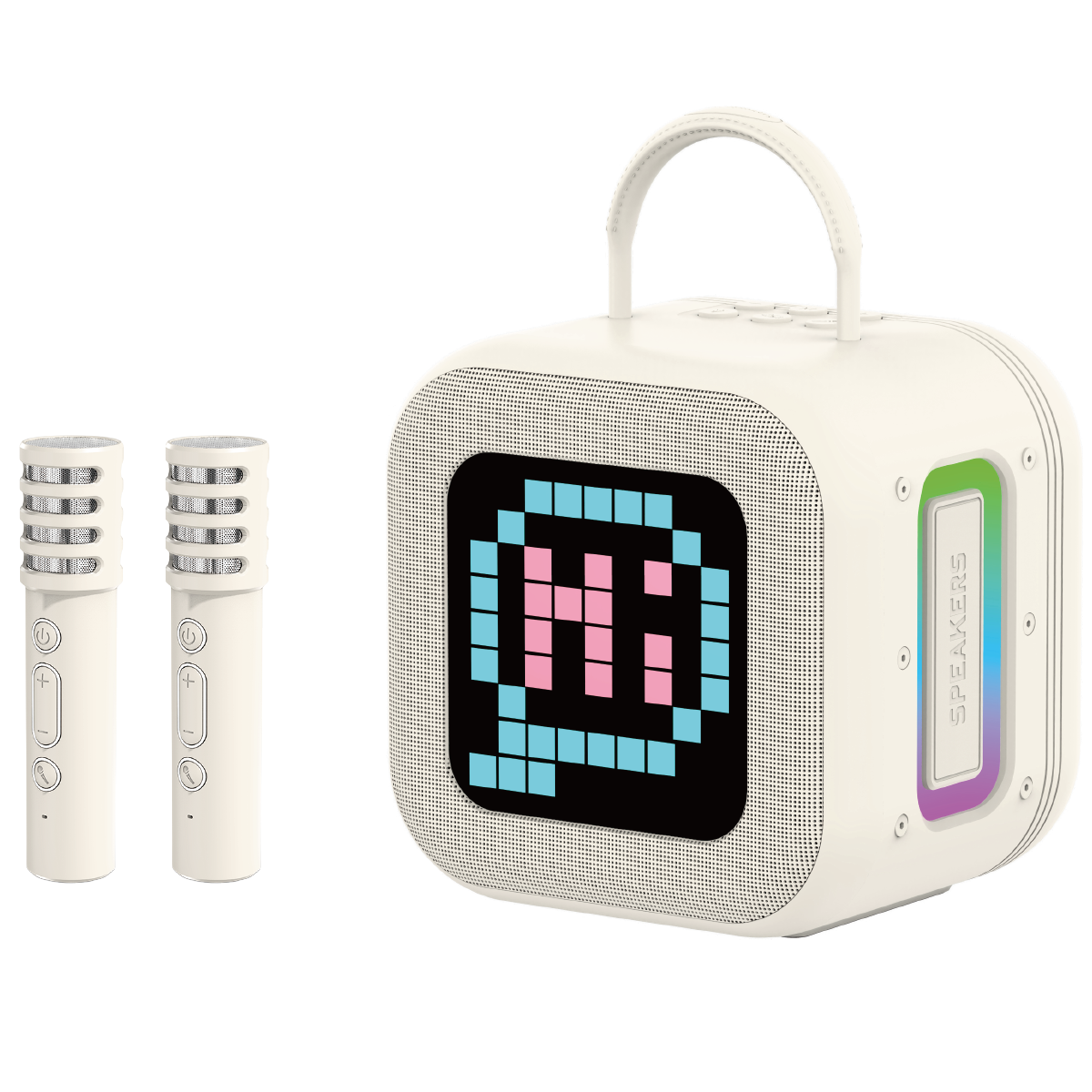 Blavec kannettava Bluetooth-kaiutin WS-09 Karaoke Fun - 10W 2 mikrofonilla ja näytöllä (WS09-2MBE) beige