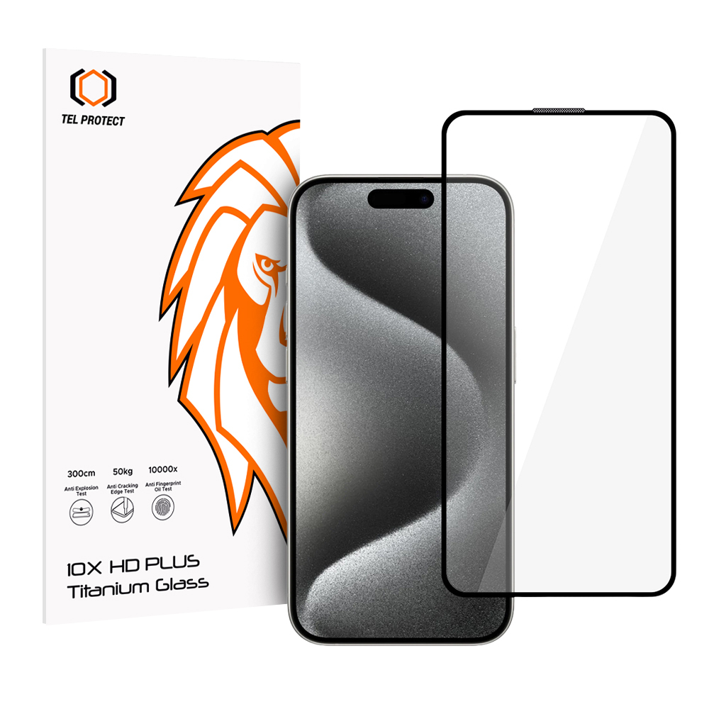 Karkaistu lasi Tel Protect 10X HD Plus Titanium iPhone 16 Pro/17 (kuori)