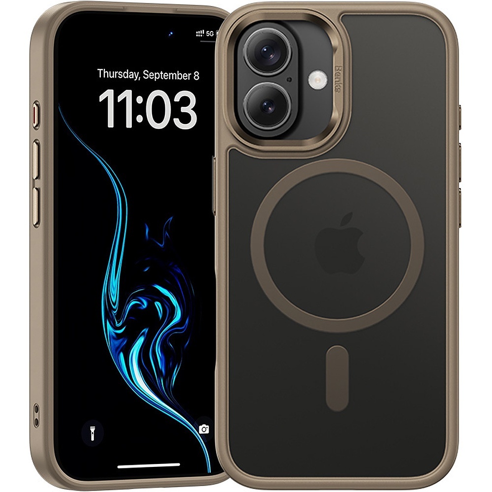 Benks Magnetic Mist Suojakuori metallikehyksellä iPhone 16:lle titanium