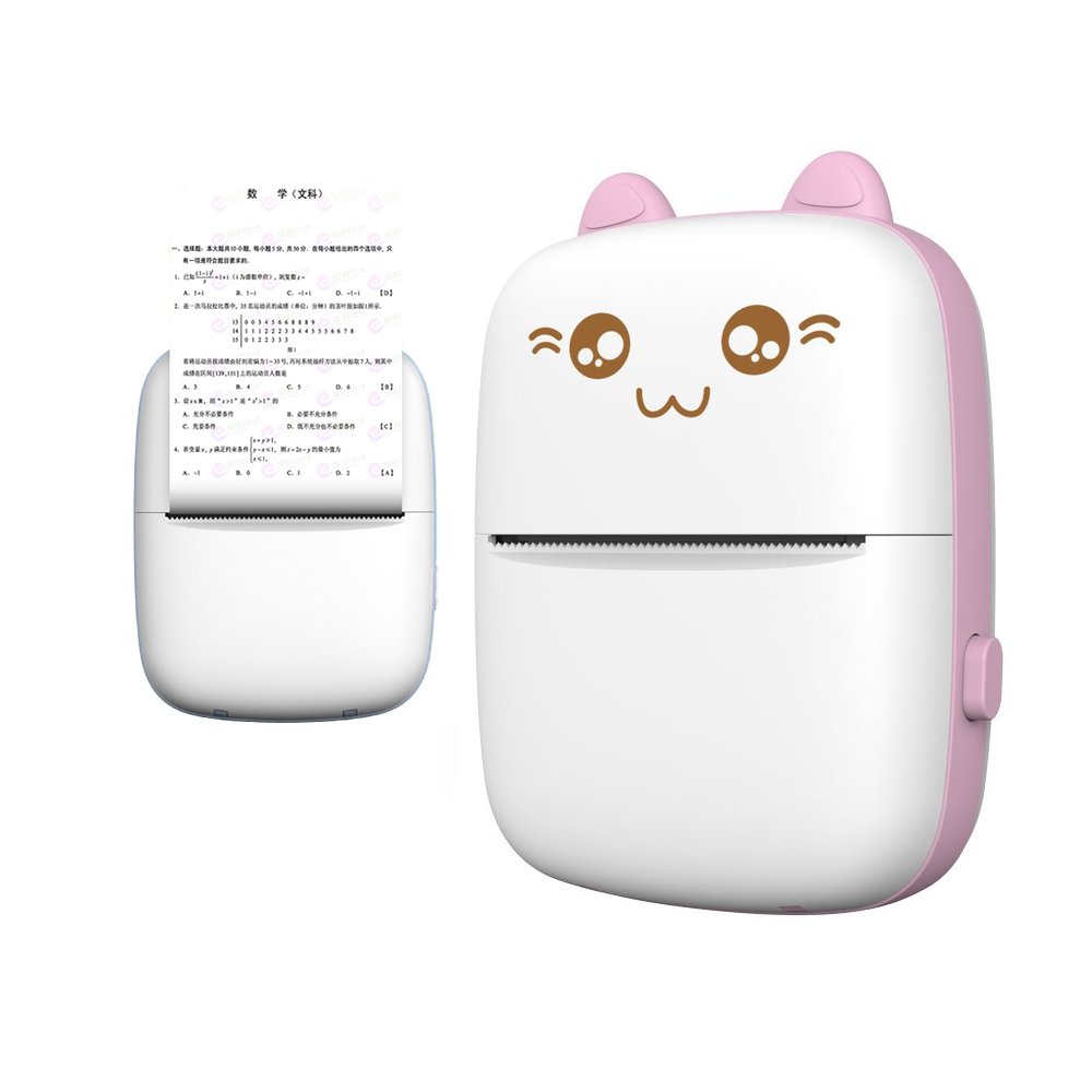 HURC9 Bluetooth Mini Kitty -lämpötulostin sovelluksella - vaaleanpunainen