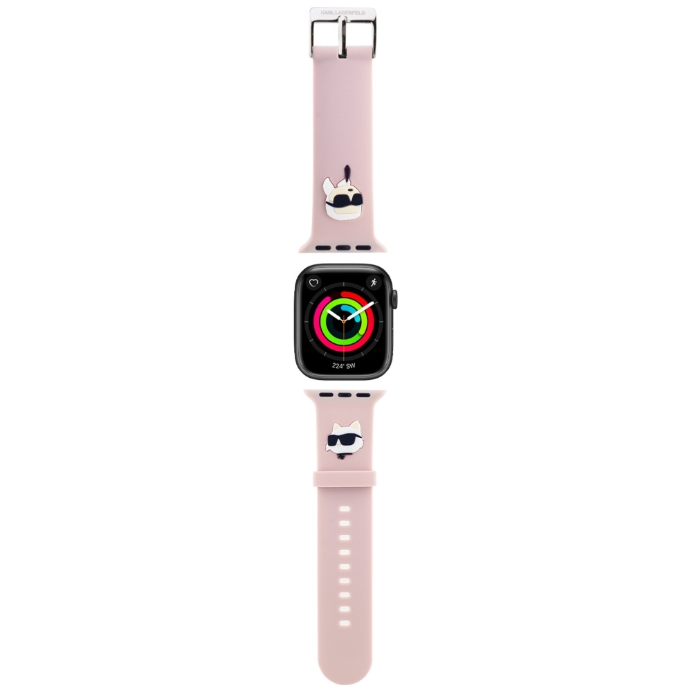 Karl Lagerfeld Apple Watch 42/44/45/49mm Vaaleanpunainen Hihna 3D Kumi Karl & Choupette
