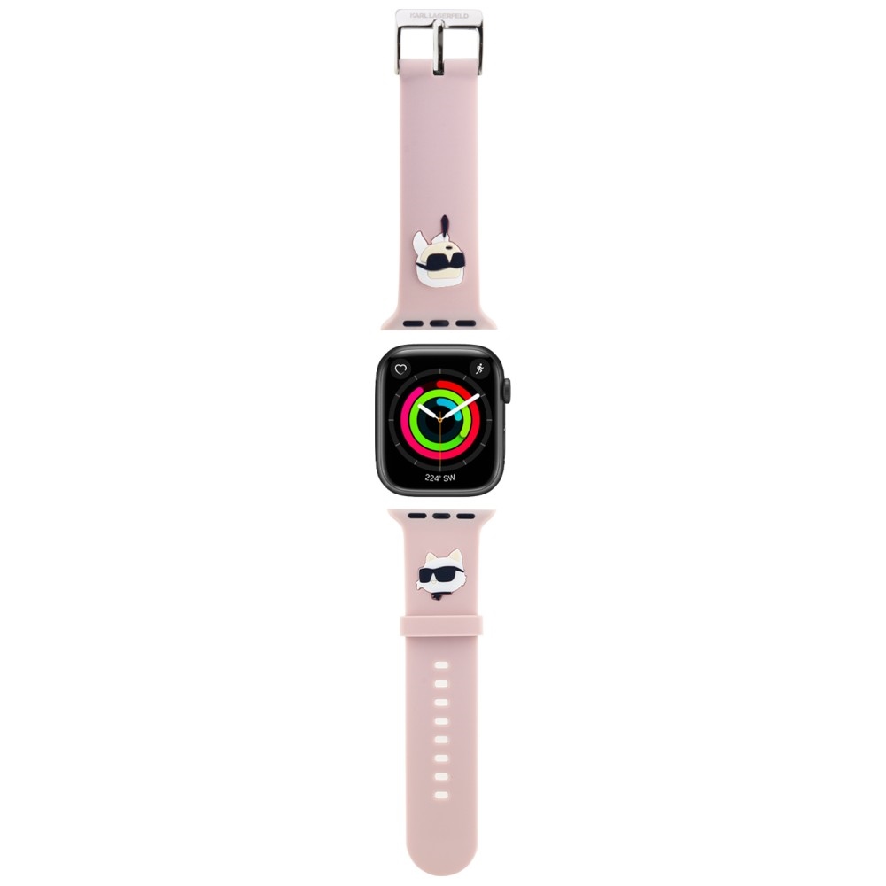 Karl Lagerfeld Apple Watch 38/40/41mm Vaaleanpunainen Hihna 3D Kumi Karl & Choupette