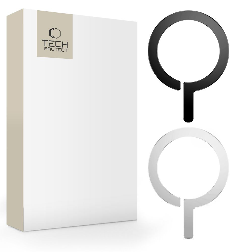 Tech-Protect Metalring MagSafe Yleinen Magneettinen Rengas 2-pack Musta & Hopea