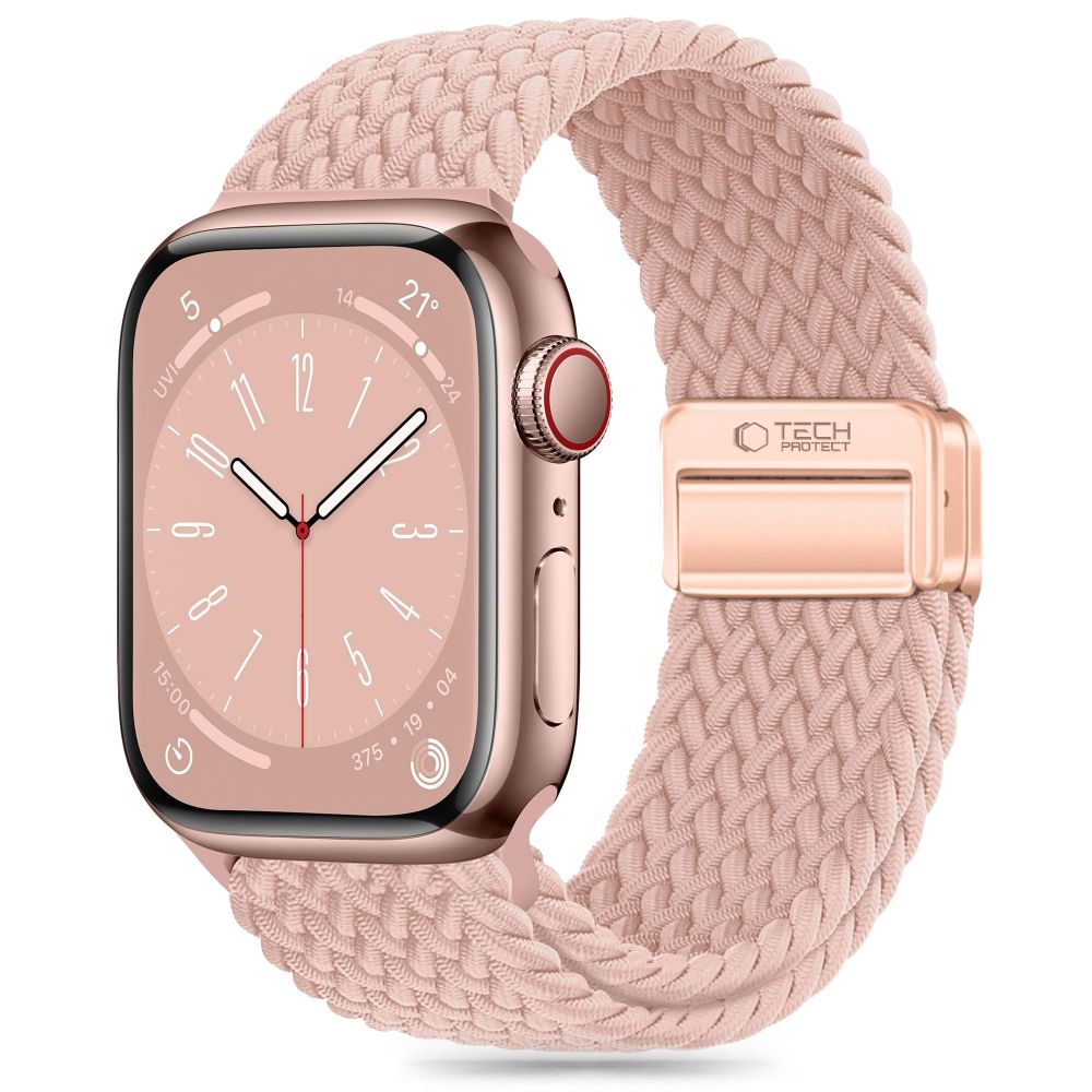 Tech-Protect NylonMag Hihna Apple Watch 6/7/8/9/10/SE (40/41/42 mm), vaaleanpunainen
