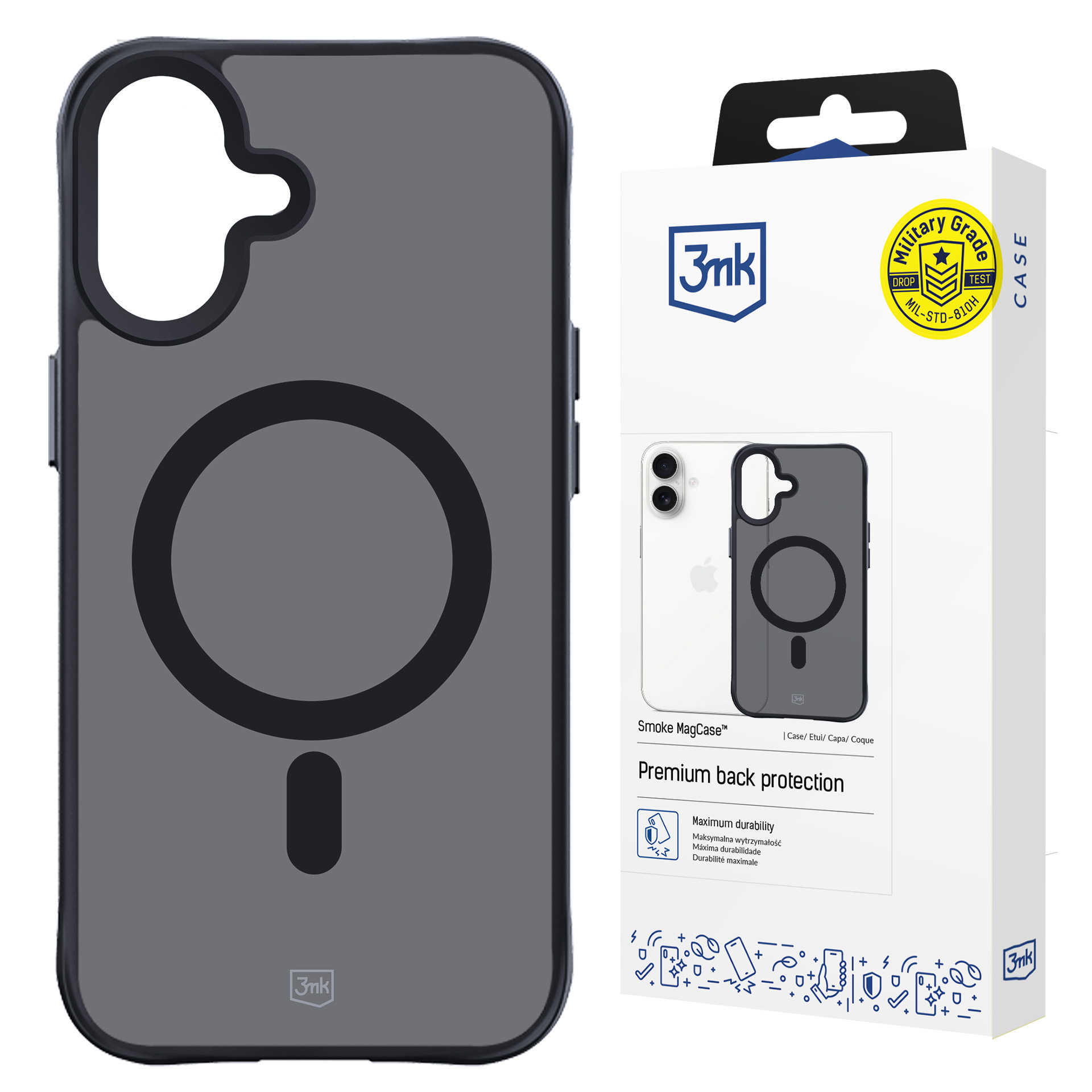 3mk Smoke MagCase MagSafe-tuella iPhone 16:lle - puoliläpinäkyvä