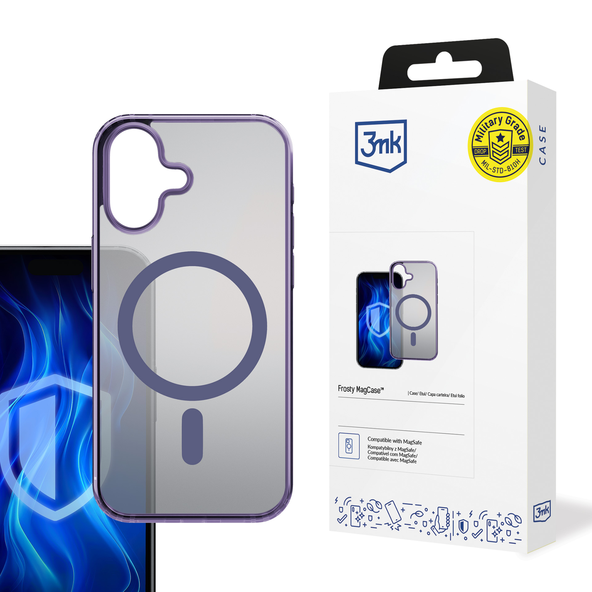 3mk Frosty MagCase violetti suojakuori Apple iPhone 16 Plus:lle - violetti