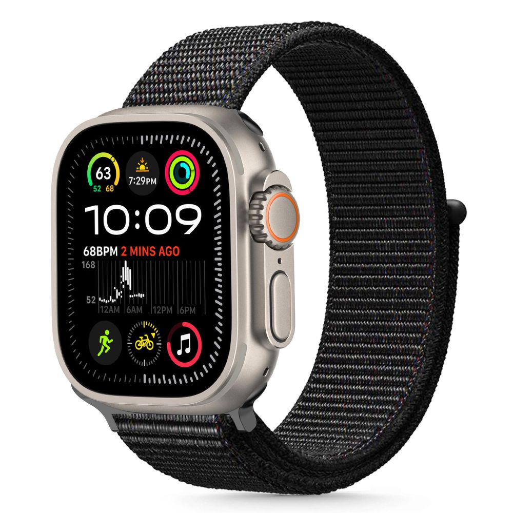 Tech-Protect Nylon Hihna Apple Watch 6/7/8/9/10/SE/Ultra 1/2 (44/45/46/49 mm), musta